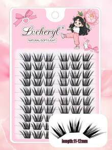 Lvcheryl 60 Clusters Ultra-Lightweight Lashes,Fox Individual Lashes Mixed Length, Natural Looking Cluster Lashes DIY Wispy False Eyelashes For Beginner - C - View 5