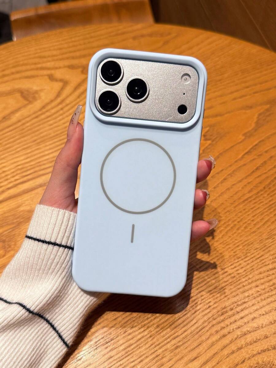 Ốp lưng điện thoại silicon mềm từ tính cao cấp, tương thích với iPhone 17/16/15/14/13/12/11 Pro Max Plus, hỗ trợ sạc không dây từ tính, bảo vệ chống sốc. - Màu xanh nhạt - Xem 1