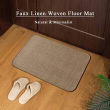 1 pieza Alfombra de lino marrón, alfombra de lino de unicolor minimalista moderna, felpudo versátil para múltiples escenarios | Minimalista, fácil de limpiar y mantener. Simple y elegante | Fácil de limpiar, mejora el ambiente de la entrada. - Marrón - Ver 16