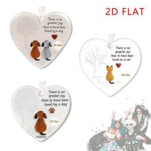 1/3pcs Acrylic Pet Memorial Hanging Decor, Car Rearview Mirror, Backpack, Home Decor, 2D - Multicolor White Ribbon - View 9