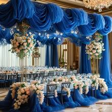 1 Roll Of Elegant Navy Blue Tulle Netting, Classic Sheer Lightweight Fabric, Suitable For Weddings, Parties, Christmas Decor | Arch, Ceremony Backdrop, Anniversary Decoration, Multipurpose Sheer Curtain DIY For Windows, Tablecloths, Bachelorette Parties, Social Dances, Birthday Parties, Receptions, Tulle Skirts & Veils, Can Be Freely Cut And Reused Craft Fabric - View 4