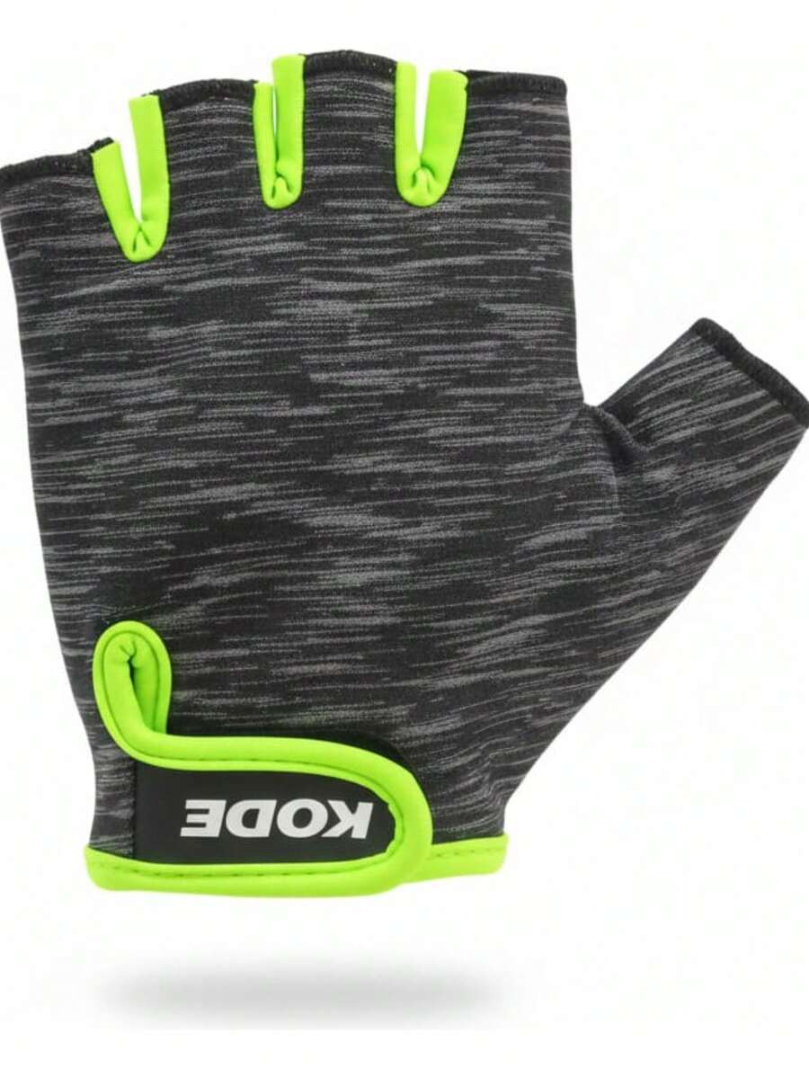 Luva De Ciclismo Unissex Preta E Verde Kode Straat Speed Mtb - Preto - Visão 1