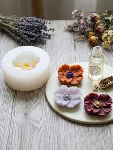 1个花朵形状硅胶模具，花朵巧克力模具，适用于软糖、糖果、蛋糕装饰、纸杯蛋糕装饰、布丁等。 - 彩色 - 查看 1