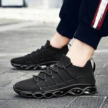 Big Size Mens Sneakers Shock Absorbing Walking Shoes Breathable Comfortable Running Shoes For Men Lightweight Athletic Casual Shoes - 黑色 - 查看 8