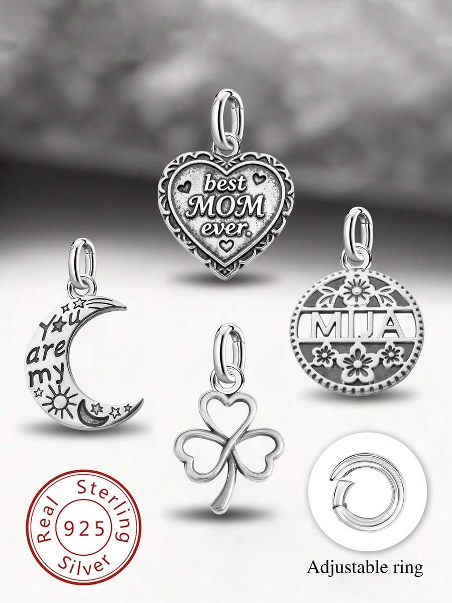 1件简约独特925纯银春日花朵兔子吊坠，妈妈专属DIY吊坠，精致首饰，男女皆宜 - 集合 - 查看 1