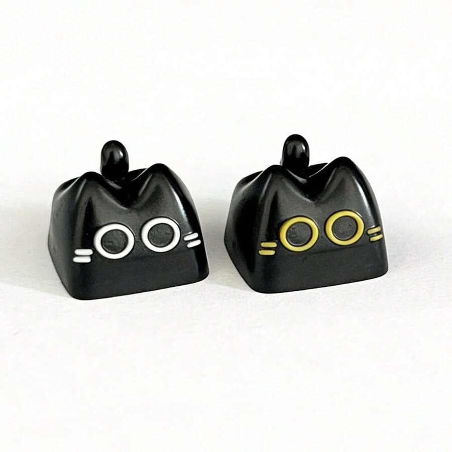 1pc Cute And Quirky Cat-Shaped Keycaps; The Keycaps Have A Cross-Shaped Actuator And Are Made Of Resin. This Keyboard Comes With Only One Keycap As A Gift. - View 1