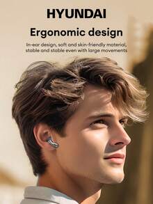 HYUNDAI HY-Y01 Bluetooth Earphone Combo Set With Ear Clip, Semi-In-Ear High-Definition Surround Stereo Sound Quality With Sensitive Microphone, Voice Call, LED Power Display, Music, Sports, Gaming, Low Latency, Extra-Long Battery Life, Comfortable Wireless Earbuds - Multi-color + Ear Clip-on Black - View 7