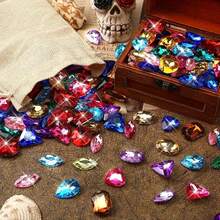 20/100pcs Pirate Treasure Jewel Acrylic Rhinestones, Shiny Plastic Gems In Assorted Colors With Drawstring Bag, Suitable For Party Table Decor, Pirate Theme Party Favors - Multicolor - View 6