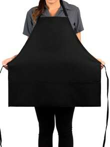 1 chiếc tạp dề có dây đeo cổ điều chỉnh được, màu đen, 3 túi, tạp dề đầu bếp/nấu ăn unisex. - màu đen - Xem 8