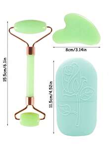 Bộ 3 dụng cụ massage mặt, con lăn massage, con lăn hai đầu, đơn giản và dễ sử dụng (1 cái) - Màu xanh Bạc hà - Xem 6