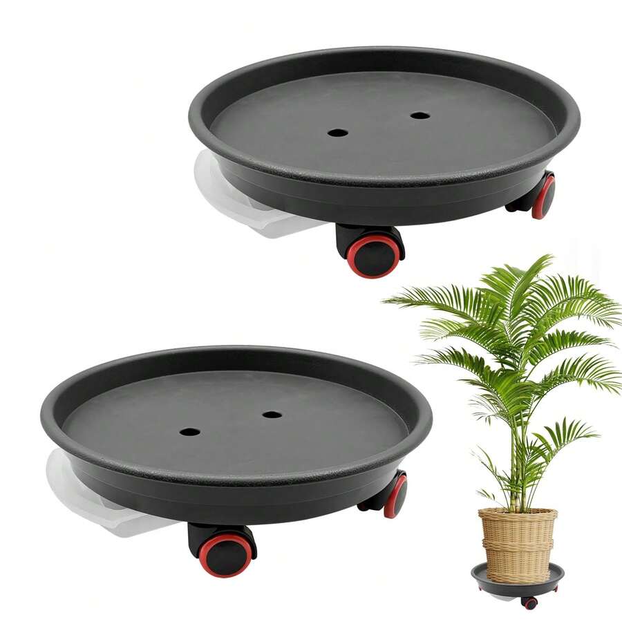 Khay chậu hoa di động có bánh xe đa năng, giá đỡ cây trồng chịu lực cao, đế bánh xe đa năng bằng nhựa, đế tròn dày, chậu hoa nhựa có thể tháo rời kèm hộp đựng nước, khay di động - Nhiều màu - Xem 1