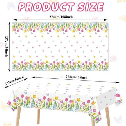 Khăn trải bàn nhựa dùng một lần Tulip Girl, 108*54 cm, Khăn trải bàn dùng một lần họa tiết hoa nở rộ cho sinh nhật bé gái, họa tiết hoa tulip màu nước, Khăn trải bàn cho tiệc mùa xuân hè, dã ngoại, sinh nhật, Bộ 3 chiếc hoặc bán lẻ từng chiếc