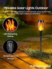 Solar Lantern Outdoor Flame Light LED Taller And Larger Flickering Flame Solar Flashlight IP65 Waterproof Outdoor Lighting Solar Aisle Light Christmas Decoration Garden Yard, 8/16 Pack - 均碼 - 查看 3