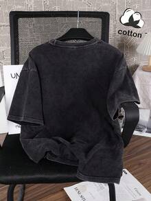 Women's Summer Washed Loose Fit Casual Short Sleeve T-Shirt With Leopard Print Headband + Fashion Glasses Graphic Print, For Daily Outings/Home/Giftin - 黑色 - 查看 2
