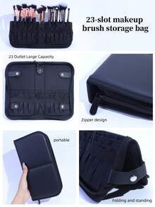 Túi đựng cọ trang điểm 23 ngăn, màu đen, dung tích lớn, tiện dụng khi đi du lịch, hộp đựng đồ trang điểm, dụng cụ trang điểm chuyên nghiệp, có thể gấp gọn (Không bao gồm cọ trang điểm) - màu đen - Xem 4