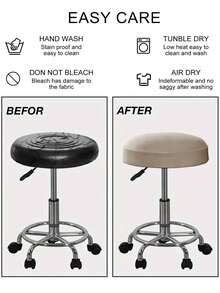 1/4/6 件装吧台凳套，圆形凳套，带松紧带，吧台凳座套，可水洗凳垫套，采用弹力厚实面料，高弹圆形椅套，柔软椅垫套，适用于直径 9-13.7 英寸的凳子，米色 - 彩色 - 查看 4