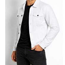 Men's Denim Jacket - 白色 - 查看 3