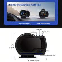 OBD + GPS HUD P24 Car OBD Head-Up Display HUD Car Computer Digital Speedometer, Water Temperature, Fuel Consumption, Inclinometer - A - 查看 8