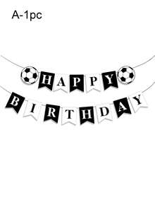 1 Set Football Themed Birthday Party Decorations, Black - Happy Birthday Banner, Hanging Swirls, Flags, Party Supplies Suitable For Sports Theme Party - Football Decoration Set - View 11