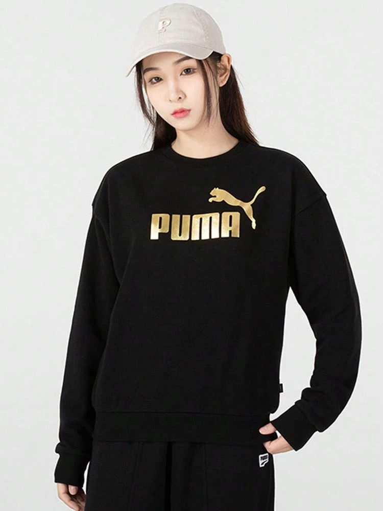 PUMA彪馬 ESS+ Logo印花套頭 衛衣 女款 - 黑色 - 查看 1