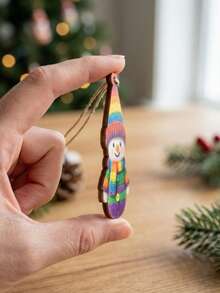16pcs 2D Flat Snowman Christmas Decorations, Cute Knitted Style Christmas Tree Ornaments, UV Printed Acrylic Snowman Decor For Holiday Party - Multicolor - View 8