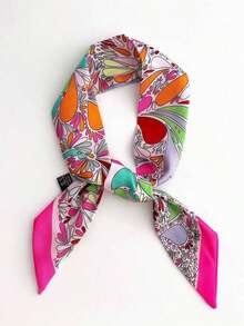 1pc New Cashew-Shaped Women Scarf, Versatile For Tying Bag Handles, Headband, Neckerchief For Dress - Hot Pink - View 7