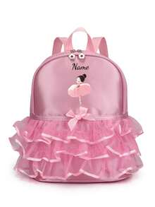 This Personalized Mini Casual Backpack Features A Simple And Refined Design, With Multi-Functional Practicality. The Solid Color Design Is Accented With A Bow And Lace Trim, Incorporating A Ballet-Inspired Pattern. It Is Very Suitable For Daily Use, Shopping, And School. It Also Makes A Wonderful Birthday Or Back-To-School Gift. - Multicolor - View 8