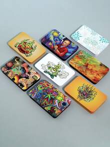 1个简约时尚新款创新个性化防滑金属香烟盒，带滑动盖，便携式旅行香烟盒，带搭扣锁，最多可容纳5支香烟（直径8毫米） - 多色 - 查看 3