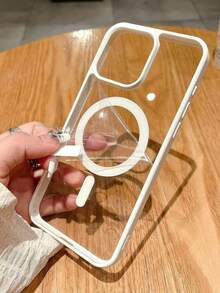 Ốp lưng điện thoại từ tính trong suốt, tương thích với iPhone 16/15/14/13/12/11 Pro/Plus/Max/Mini/7/8/SE/16e/7P/X/XR/XsMax, vỏ bảo vệ chống sốc, dành cho S25 Ultra/S24 Ultra/S23 FE/S22+ - trắng - Xem 2