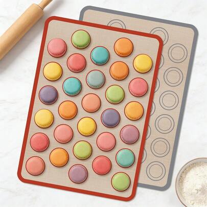 1/2/4 piezas Estera de Silicona para Hornear Macarons - Estera de Silicona Antiadherente, Apta para Macarons, Reutilizable, Juego Ideal para Hornear Macarons, Pasteles, Tartas y Panes, 42cm(16.53in)*29.5cm(11.61in), Apta para Bodas, Regalos de Boda, Aniversario de Bodas, Día de la Madre, Fiestas de Cocina, Fiestas Familiares
