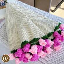 80Cm Finished Crocheted Rose Bouquet Blanket Handmade Knitted Flower Bouquet Blankets Home Decor Bed Sofa Throw Blanket Gift - 03 - 查看 8