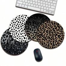 Leopard Print Pattern Mouse Pad Round Non-Slip Rubber Computer Desk Mat Accessories Office Mouse Mat Playmat Rug Desk Pad - View 2