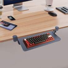 SHIOUCY Black Under Desk Keyboard Tray, 44.09lbs Capacity Slide Out Keyboard Holder For Home Office Gaming Desk Use - 現代的 - 查看 7
