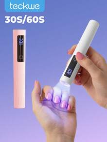 Teckwe 便攜式迷你 UV 美甲燈，手持式凝膠美甲 UV 燈，可充電 LED 顯示美甲烘乾機，2 段定時設定 - 彩色 - 查看 1
