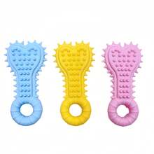 粉色软橡胶幼犬磨牙玩具，骨头形状咀嚼球，耐用橡胶绳，小型宠物牙齿护理用品 - 彩色 - 查看 7
