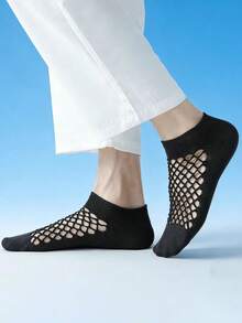 1 đôi tất lưới mỏng nhẹ mùa hè dành cho nam, kiểu dáng thấp cổ, buộc dây, màu trắng, đơn giản và dễ phối đồ, thích hợp để mang khi tập gym. - Nhiều màu - Xem 8