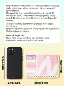 1 件套多功能笔记本，四合一笔记本，含便利贴、索引贴纸、横格内页、螺旋装订、防水封面，适合返校和办公使用。 - 均碼 - 查看 7