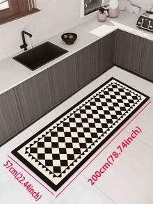 1pc Of Black And White Checkered Bonded Rubber Soft Mat For Kitchen Floors, A Water-Absorbing Mat That Is Easy To Clean. Suitable For Use In Kitchens, Bathrooms, And Other Areas. Ideal For Use Throughout The Year And For Various Holidays. - Multicolor - View 15