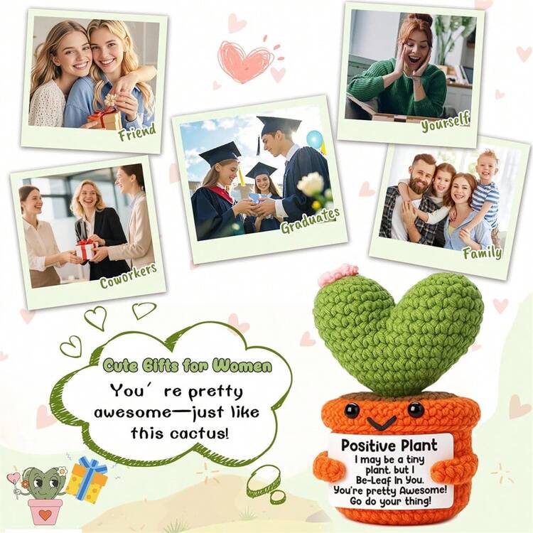 手工钩织桌面装饰品：异想天开的科幻人物、动植物主题玩偶和可爱的卡通设计——一份温暖人心的手工礼物，带来欢乐和积极能量。 - 彩色 - 查看 5