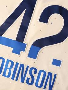 Men's Los Angeles #42 Robinson Baseball Jersey, Cream Speckled Retro Short Sleeve Shirt, Unisex Fit, Women Recommend Size S/M For Oversized Look, Ideal For Game Day, Commemorative Events, And Daily Casual Wear - 白色 - 查看 4
