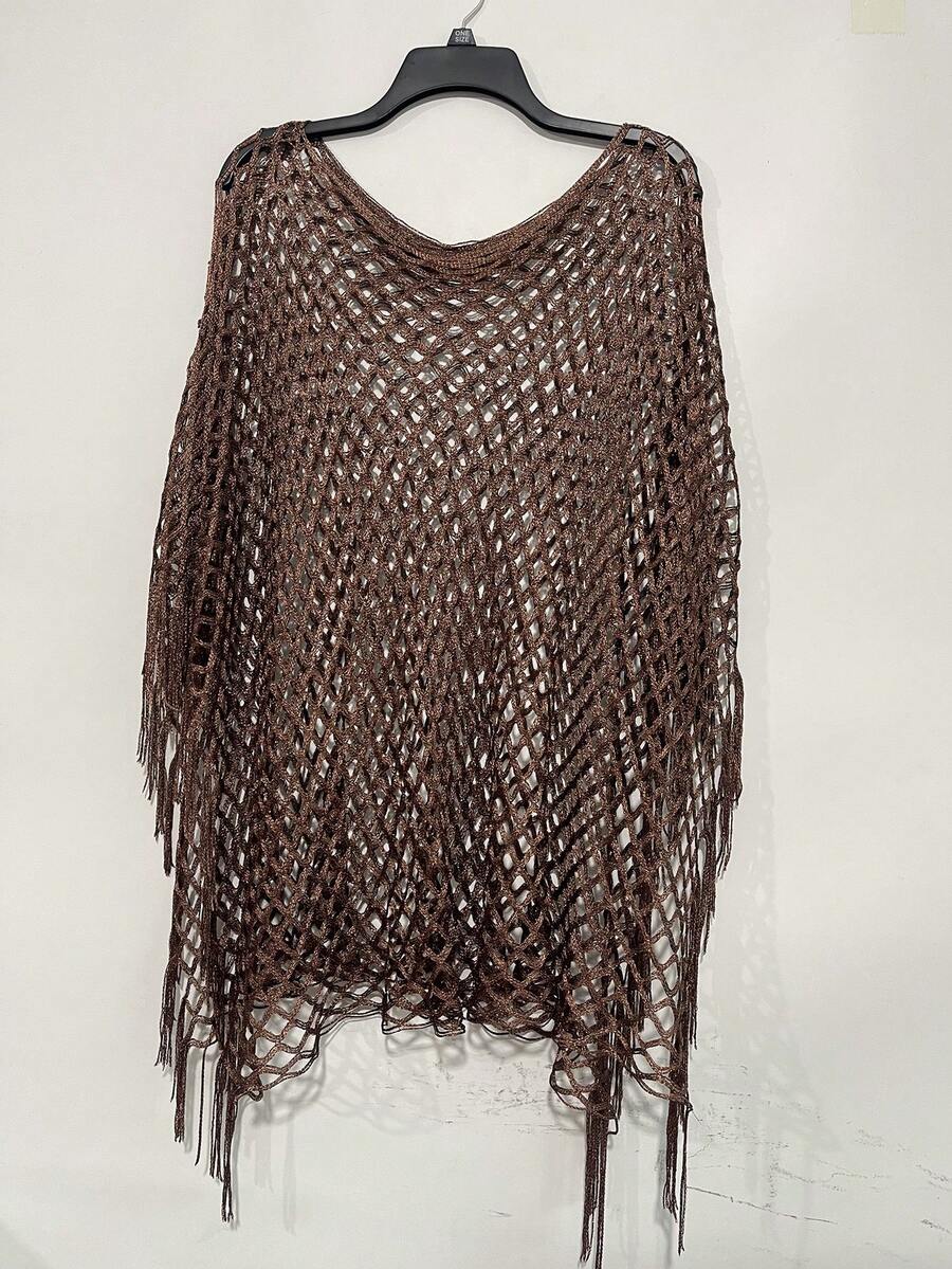 1pc Fashionable & Versatile Women's Spring/Summer Knitted Hollow-Out Shawl, Sunscreen Beach Scarf,Holiday