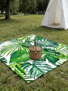 1 pieza Estera de picnic para exteriores con estampado de hojas de plantas tropicales - Manta para exteriores para todas las estaciones, adecuada para playa, camping, senderismo, viajes, ciclismo, manta de playa, artículos esenciales para camping, accesorios de playa, artículo esencial para picnic al aire libre - A - Ver 14