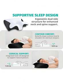 Breathable Cover Dual Position Sleep Pillow, Ergonomic Contour Memory Foam Support Pillow, Soft Comfort Pillow For Daily Bedroom Rest - Gray - View 9
