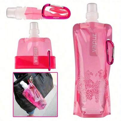 Túi đựng nước gấp gọn 16oz (khoảng 473ml) di động, có thể tái sử dụng, chống rò rỉ, kèm móc khóa carabiner, lý tưởng cho hoạt động ngoài trời, leo núi, cắm trại và du lịch.