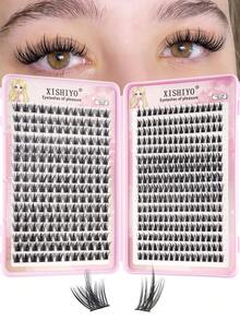 448pcs D-Curl Fluffy False Eyelashes Set, Includes Eyelash Glue, Tweezers, Brush, Suitable For Beginners, Natural And Soft, Includes Mascara Wand And Eyelash Glue, Voluminous Eyelash Extension Set, Long-Lasting Eye Makeup False Eyelashes Set, Suitable For Beginners - Multicolor - View 3
