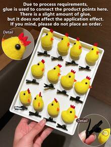 10pcs/Set Cute Random Chick Spring Loaded Hair Clips, Suitable For Daily, Party, Side Bangs & Flyaways, Funny Holiday Gathering, Gift For Photo Shooting, Live Streaming, Influencer, Date, Recommended Product!,Travel,Birthday - Chicks - View 7