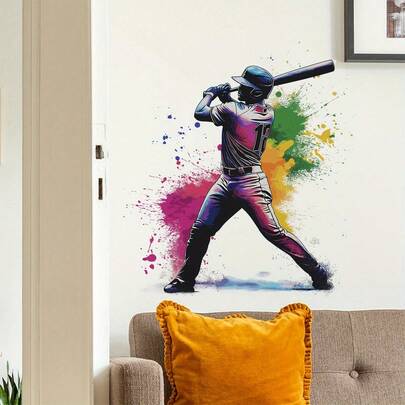 1 Miếng Dán Tường Hình Bóng Cầu Thủ Bóng Chổi Hiện Đại Có Thể Tháo Rời - Trang Trí Nhà Cửa Sống Động, Có Thể Tái Sử Dụng Cho Phòng Ngủ, Phòng Khách hoặc Lối Vào, Tự Dính & Dán Được Nhiều Bề Mặt, Chủ Đề Thể Thao, Trang Trí Phòng Ngủ