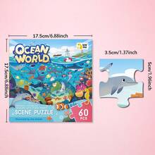 beartale 60 Stück Puzzle Spielzeug Unterwasserwelt, Montessori Spielzeug, bunte Zuordnungskarten mit Haien und Delfinen aus dem Marinebereich, Montessori Frühkindliche Bildungsspielzeuge, Lernspiel mit Unterwassertieren, Geburtstags-/Kindertags-Geschenk für 3-6 Jährige - Verschiedenfarbig - Übersicht 12