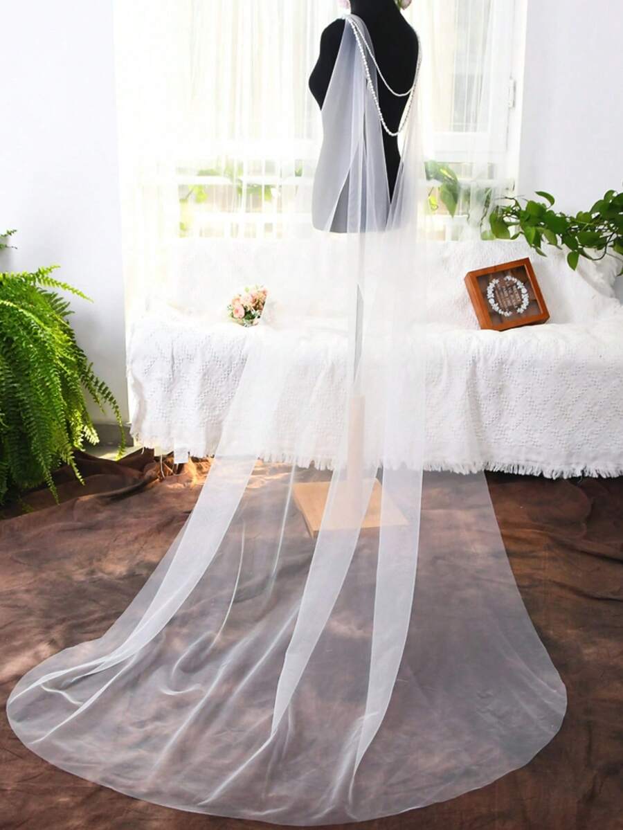 1 chiếc áo choàng cô dâu đính cườm thủ công, khăn choàng có thể tháo rời với ghim cài, thích hợp cho đám cưới, tiệc tùng.