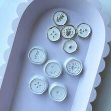 Set de sellos de arcilla con diseño de corazón botánico, 1/5 piezas de 20mm de sello de estampado en relieve de arcilla polimérica para joyería - Blanco - Ver 1